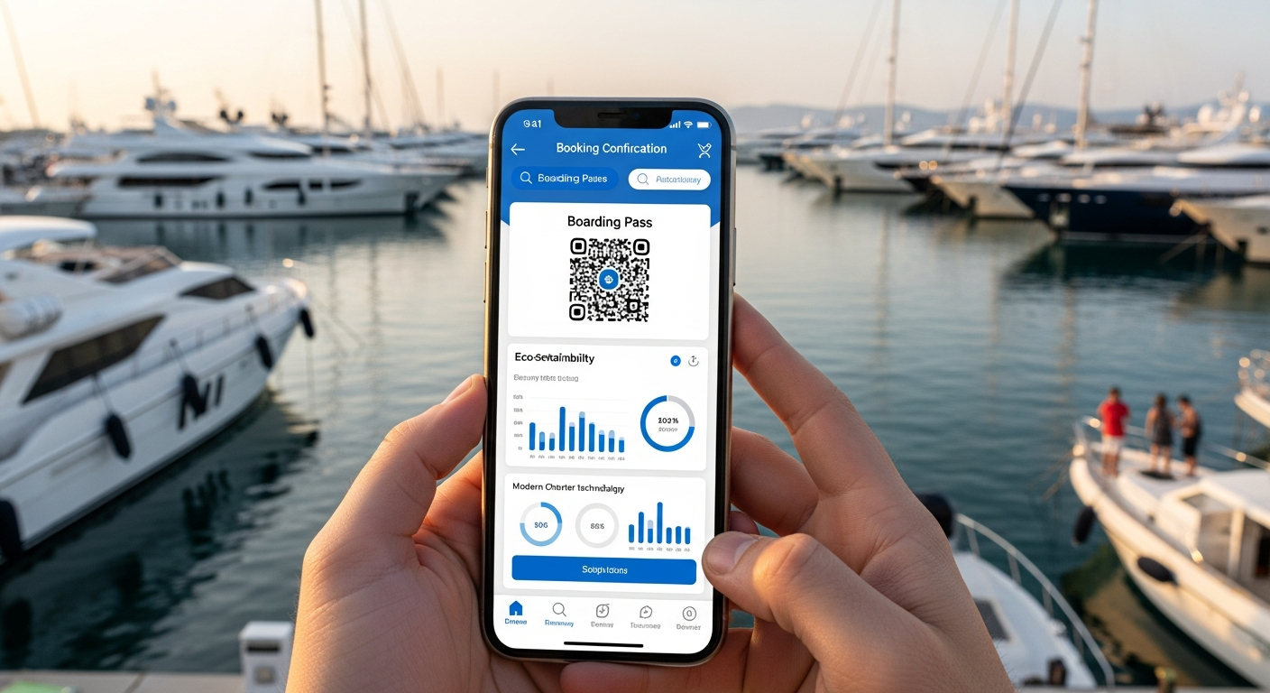 Interface de réservation d'affrètement optimisée pour mobile affichant la disponibilité des navires en temps réel