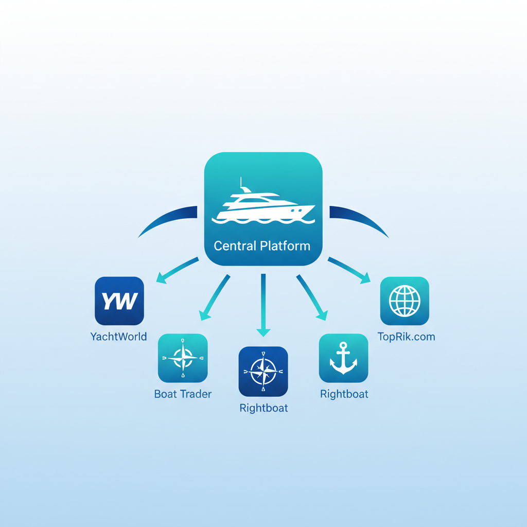 Sindicación de listados de yates en múltiples plataformas incluyendo YachtWorld, Boats.com y sitios web de intermediación