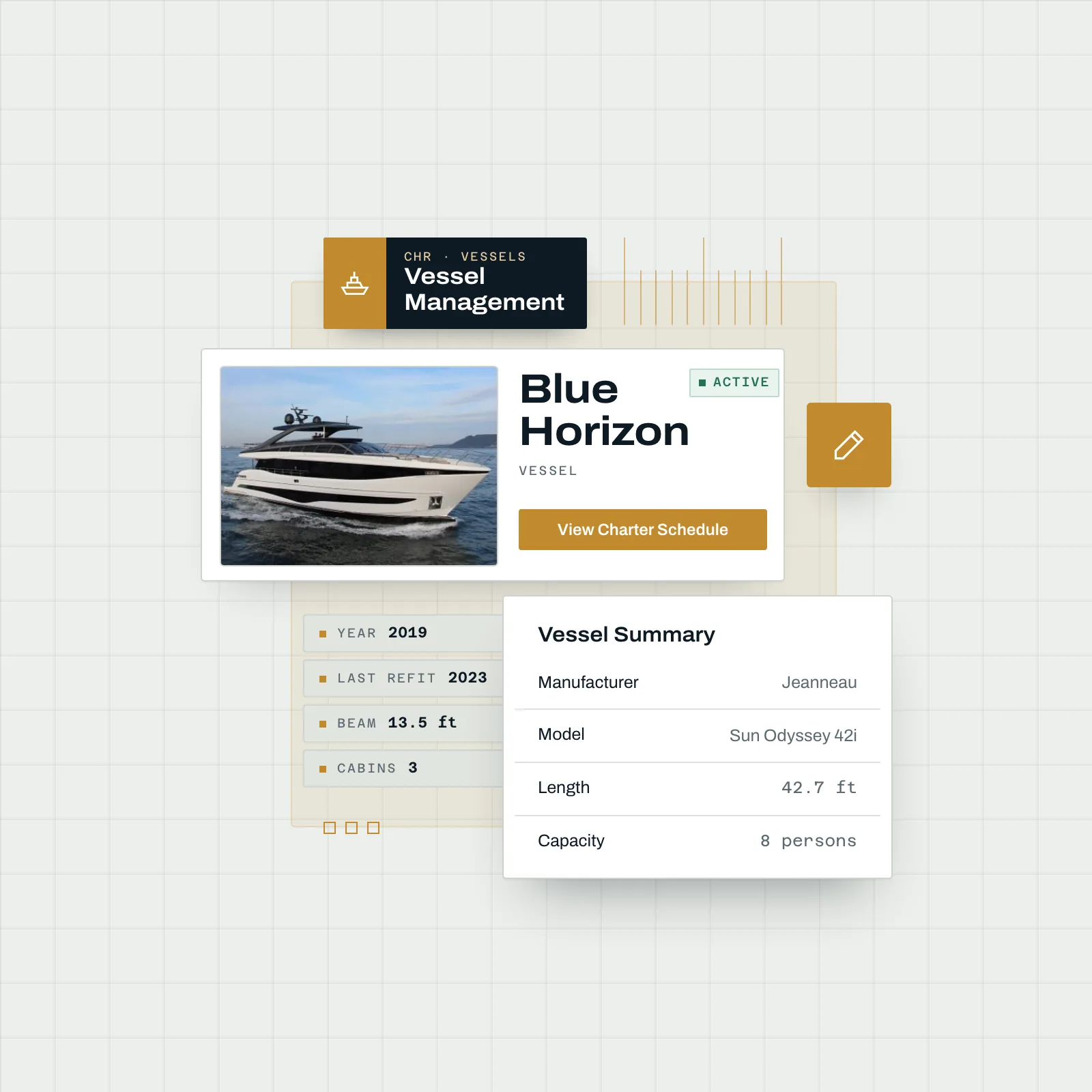 Charter vessel management system - Fleet tracking and yacht availability